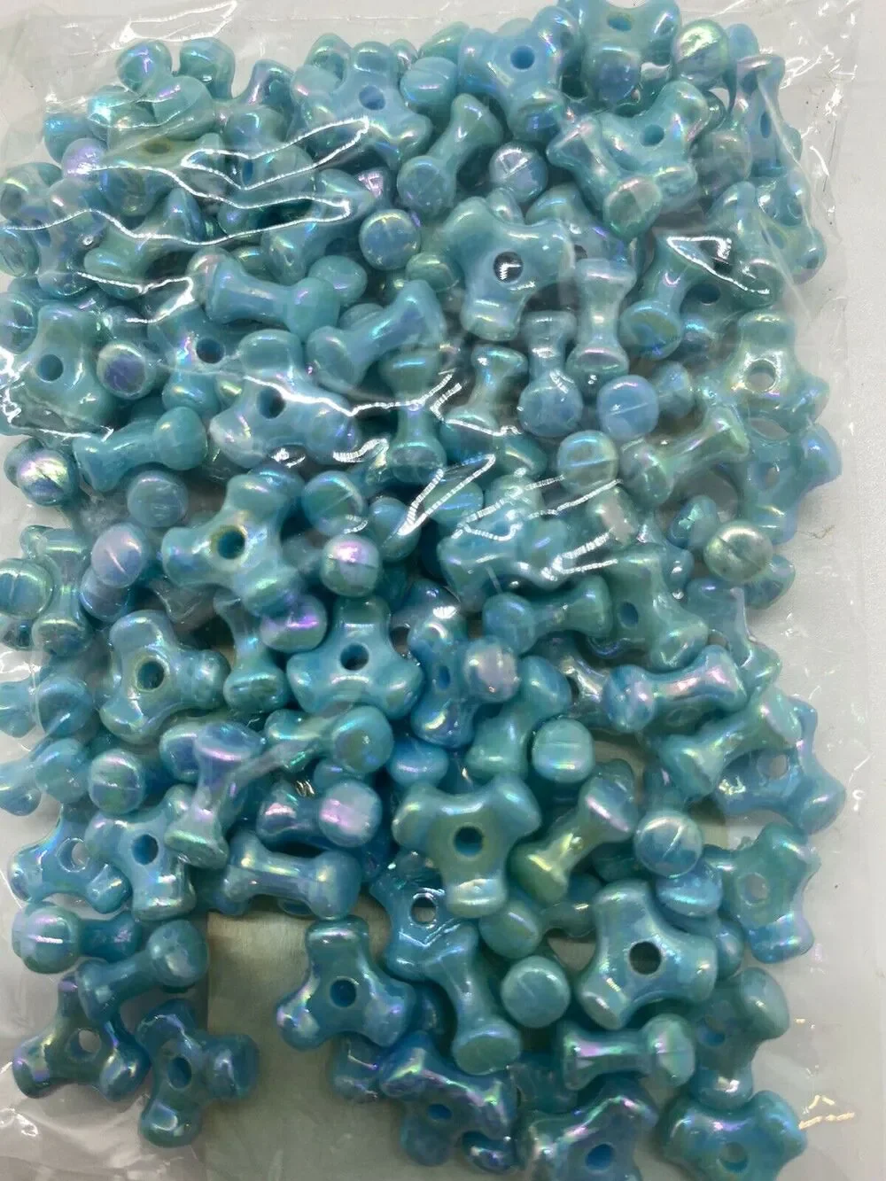 144 Gems 10MM TRI Propeller Beads blk,pink,yell,teal or clear 1 Bag
